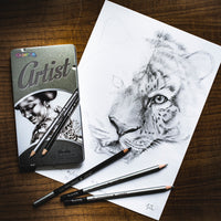 Colorino Artist комплект за рисуване с графитни моливи и въглени в метална кутия
