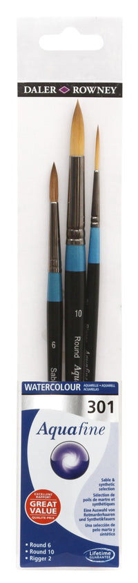 DALER ROWNEY Aquafine 301 комплект четки за акварел и гуаш - 3 бр.