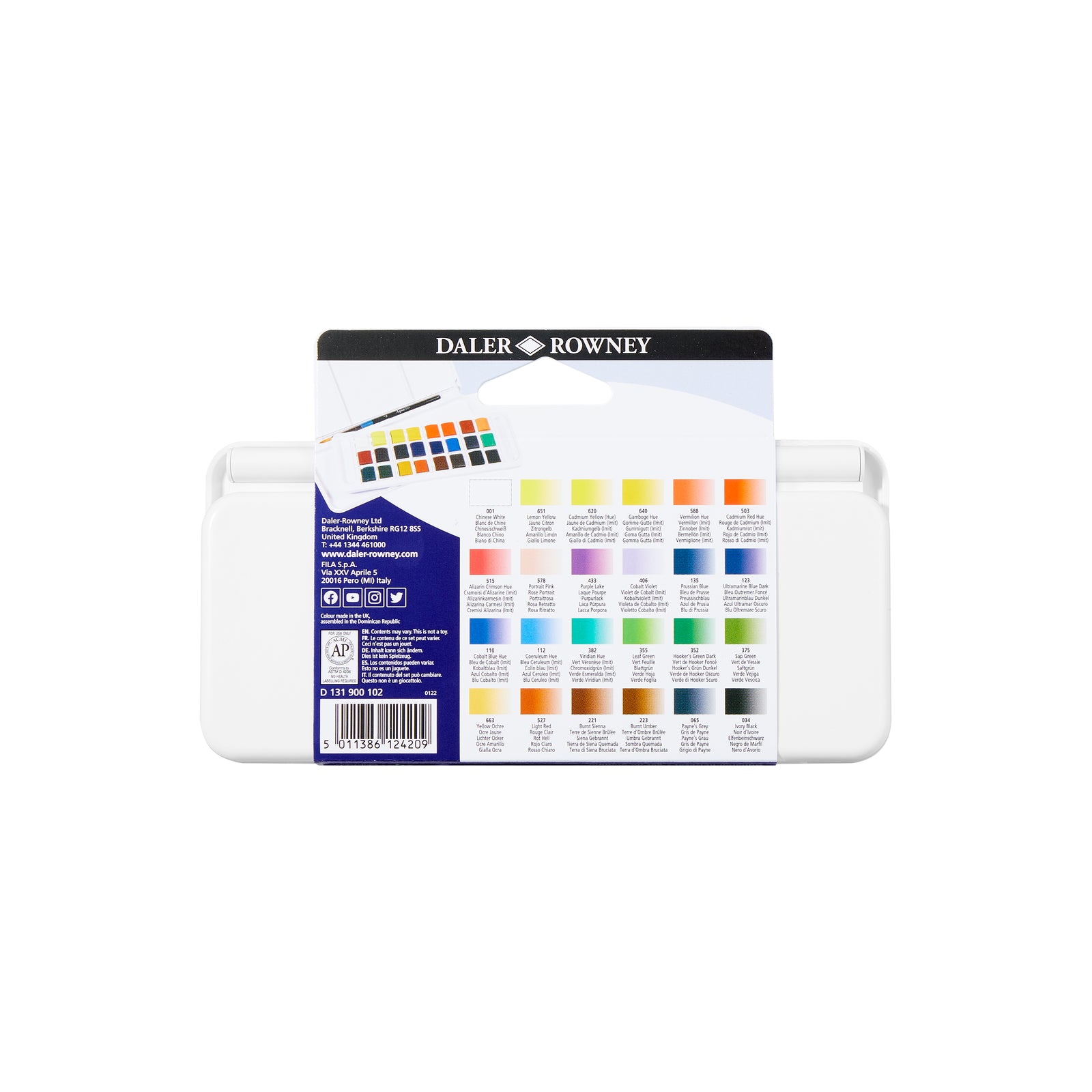 DALER ROWNEY Aquafine акварелен комплект за път 24 половин ванички с четка