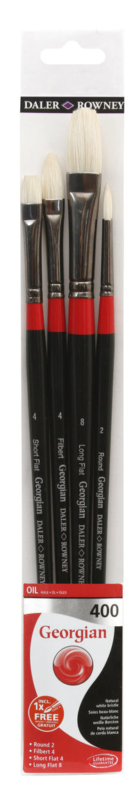 DALER ROWNEY D&R Georgian 400 комплект четки за маслени бои естествен свински косъм 4 бр.