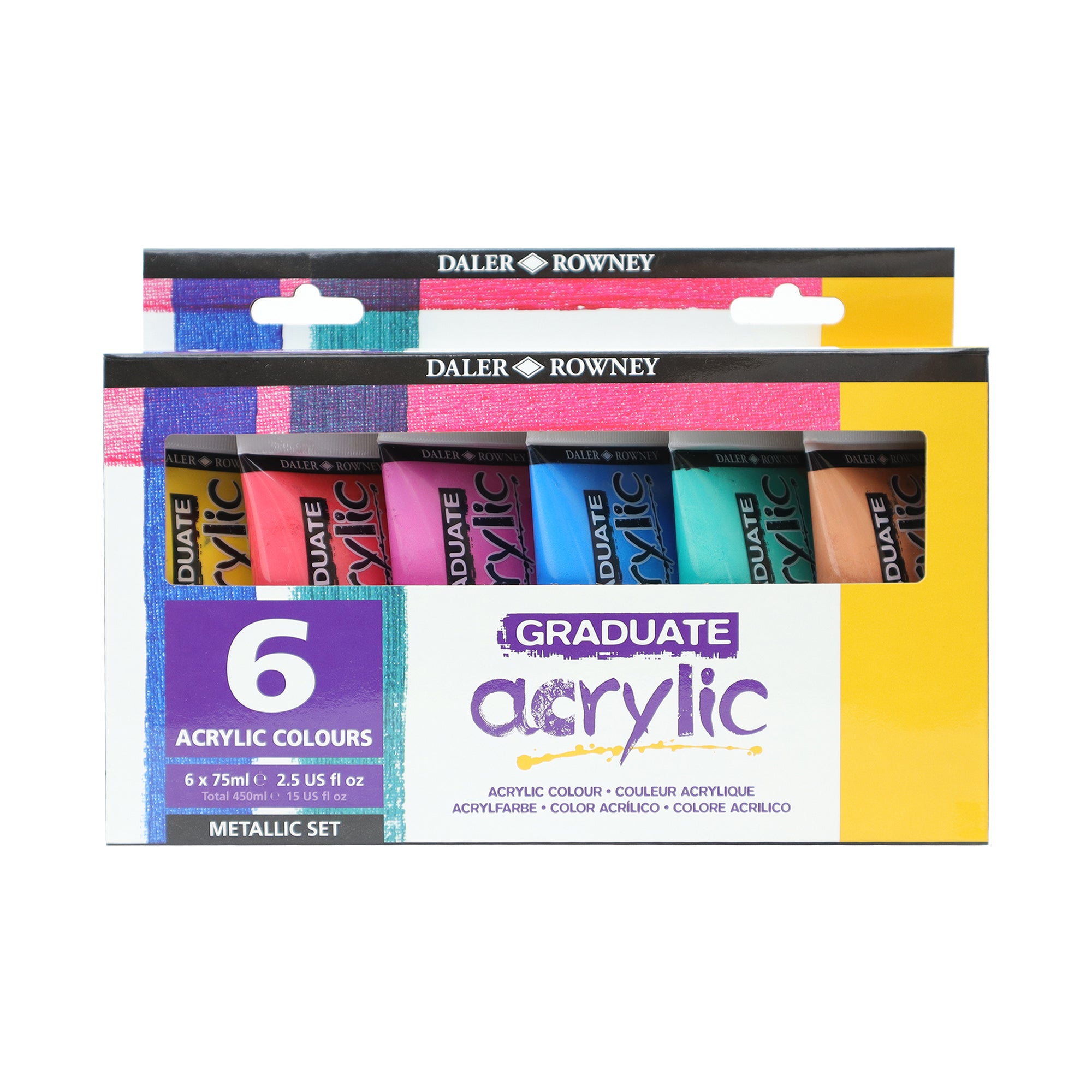 DALER ROWNEY D&R Graduate комплект металикови акрилни бои 6 x 75 ml