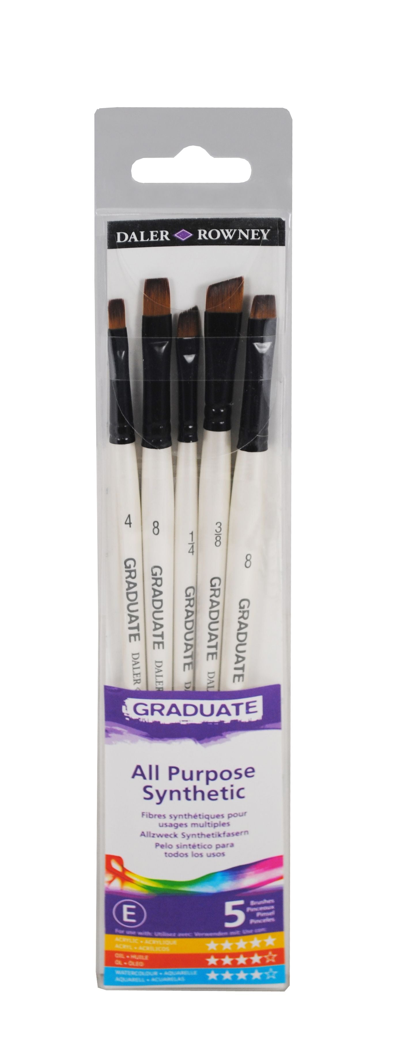 DALER ROWNEY D&R Graduate комплект плоски четки с къса дръжка 5 бр.