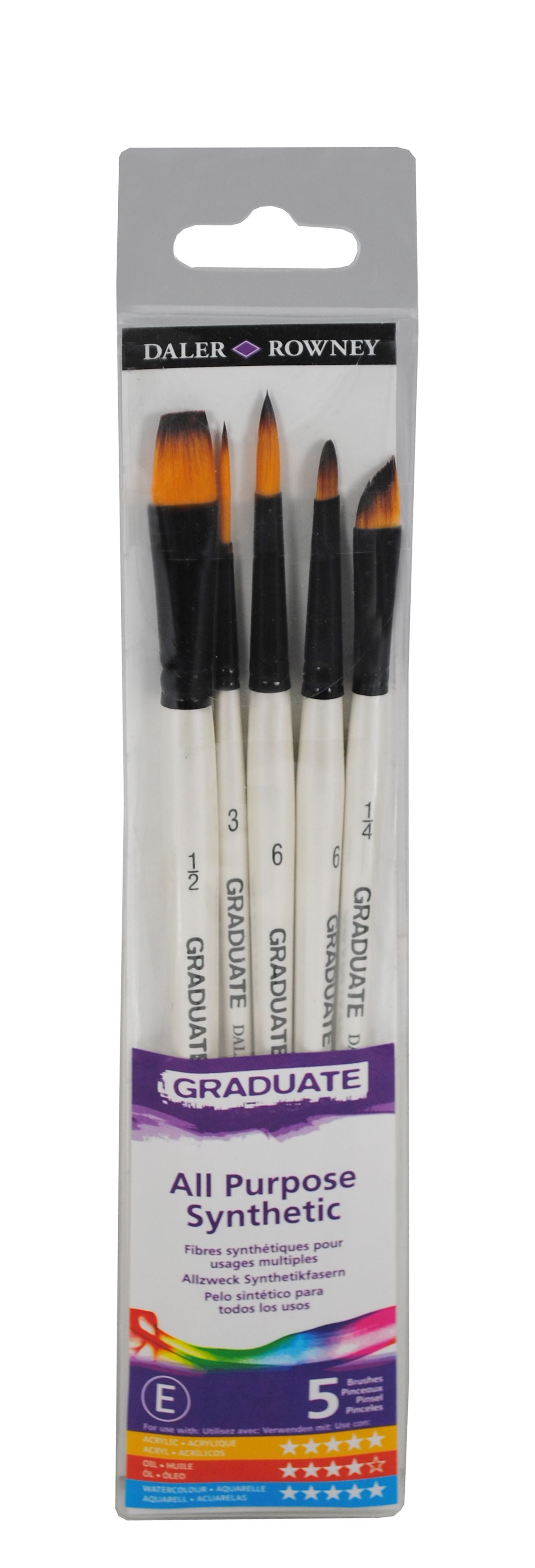 DALER ROWNEY Graduate комплект универсални синтетични четки – 5 бр.