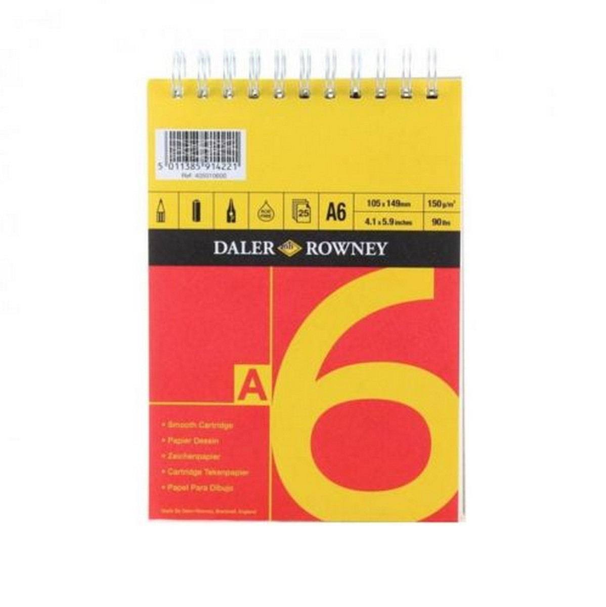 DALER ROWNEY D&R Red & Yellow скицник A6 150 g 25 л. лепен