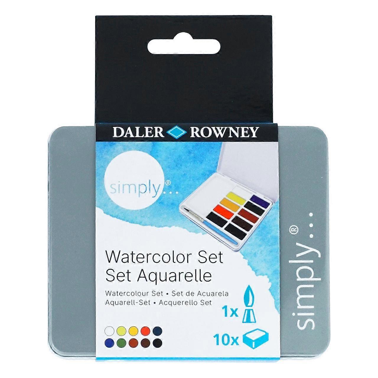 DALER ROWNEY Simply акварелен комплект от 10 половин ванички с четка