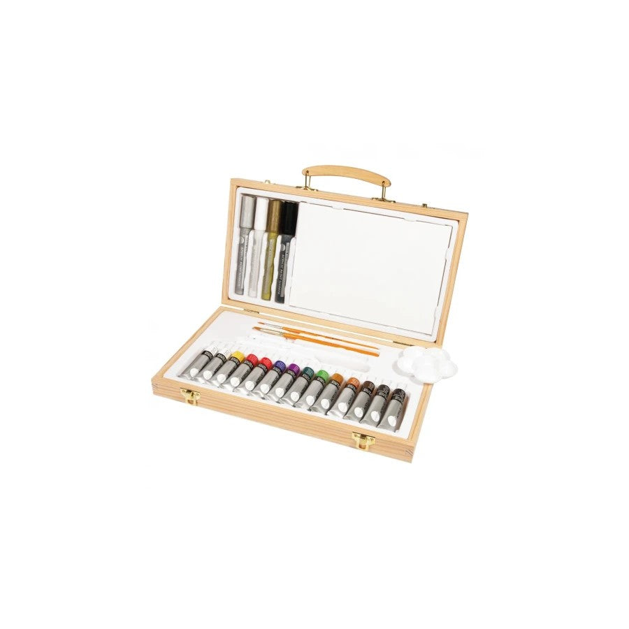 DALER ROWNEY Simply комплект акрилни бои в дървено куфарче 26 бр.