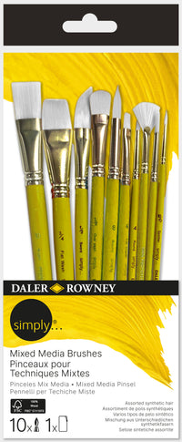 DALER ROWNEY Simply комплект четки mixed media микс от форми 10 бр.