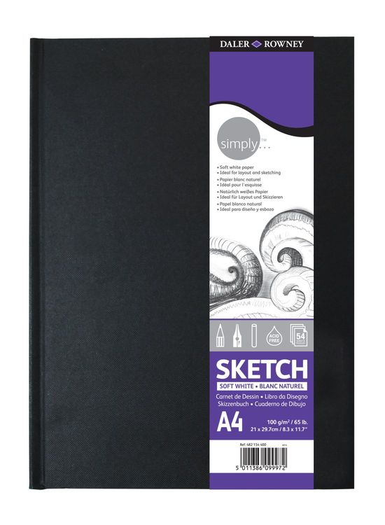 Скицник DALER ROWNEY Simply екстра бял 100 g A4 54л с твърда подвързия
