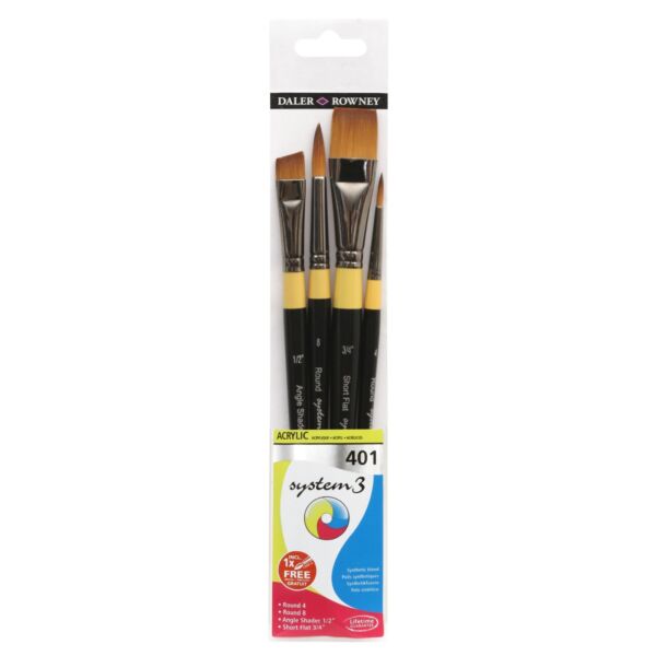 DALER ROWNEY System3 комплект четки за акрил SH 401 4 бр.