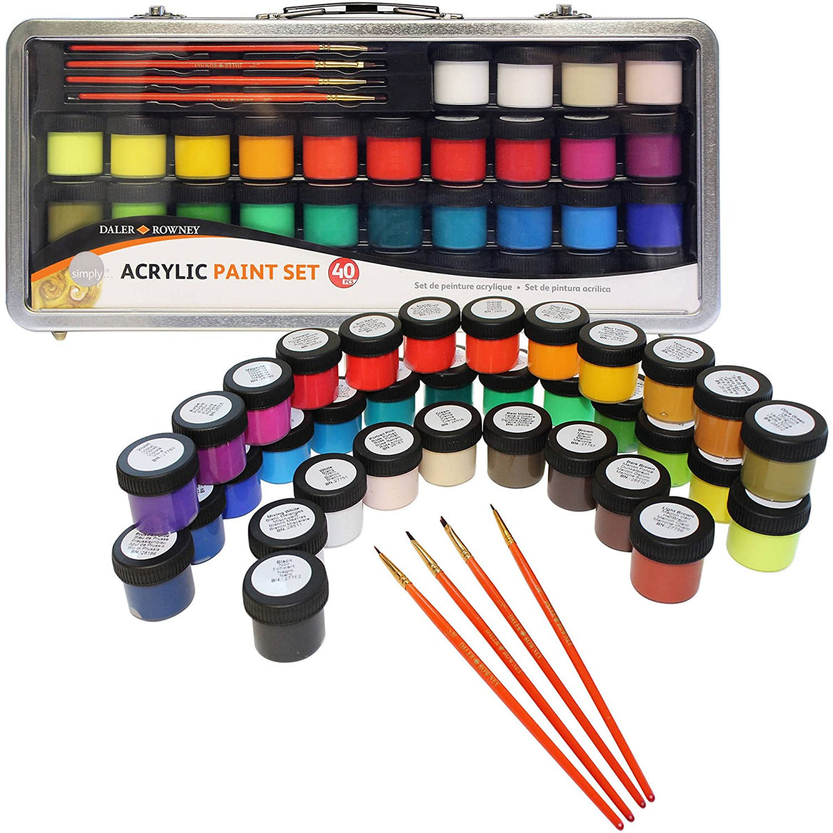 DALER ROWNEY Simply комплект акрилни бои 40 части в метален куфар