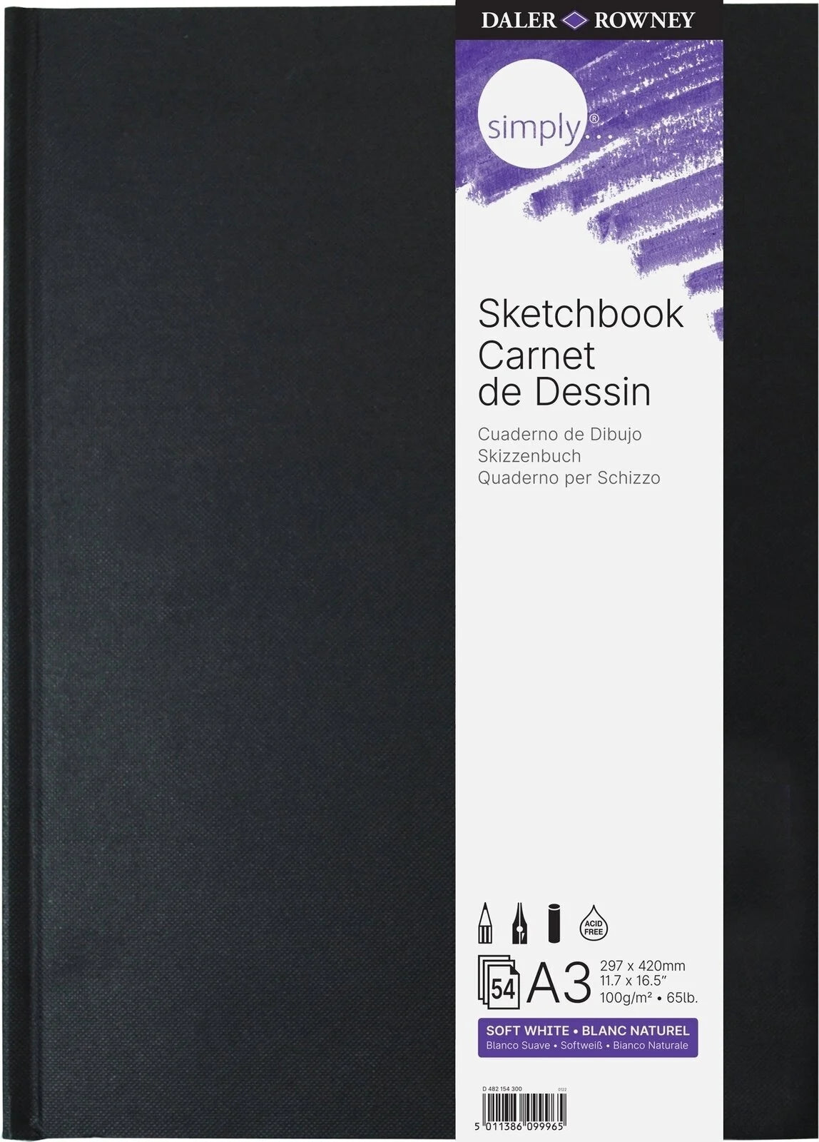 DALER ROWNEY Simply скицник екстра бял 100 g 54 листа A3 с твърди корици