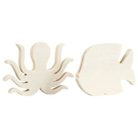 Дървени фигурки на морски обитатели - октопод и риба, 2 бр. — изображение 1