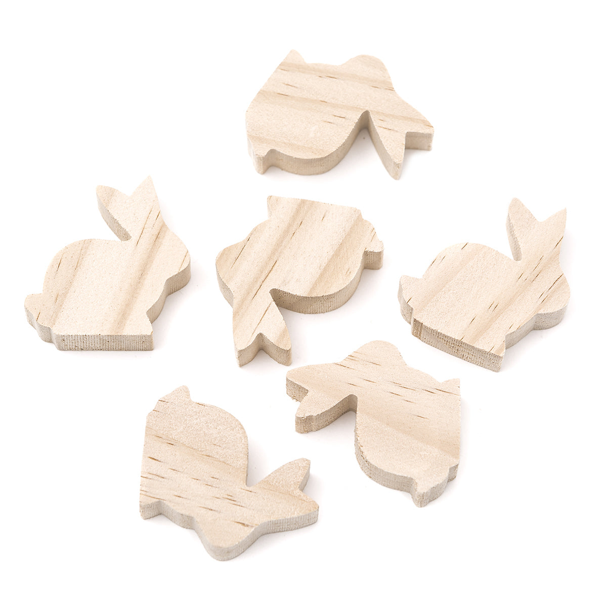 Дървено зайче 6 бр. - 5 x 5,5 x 1,5 cm — изображение 1