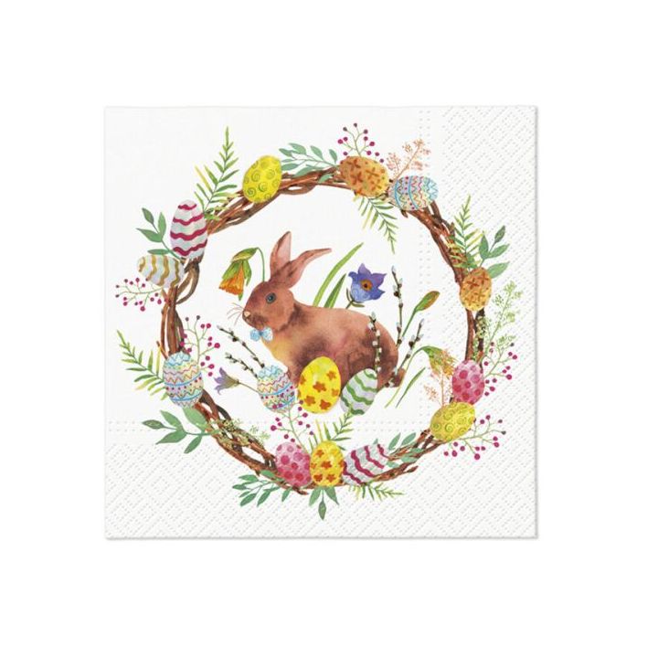 Декупажни салфетки - Bunny in wreath  - 1бр. — изображение 1