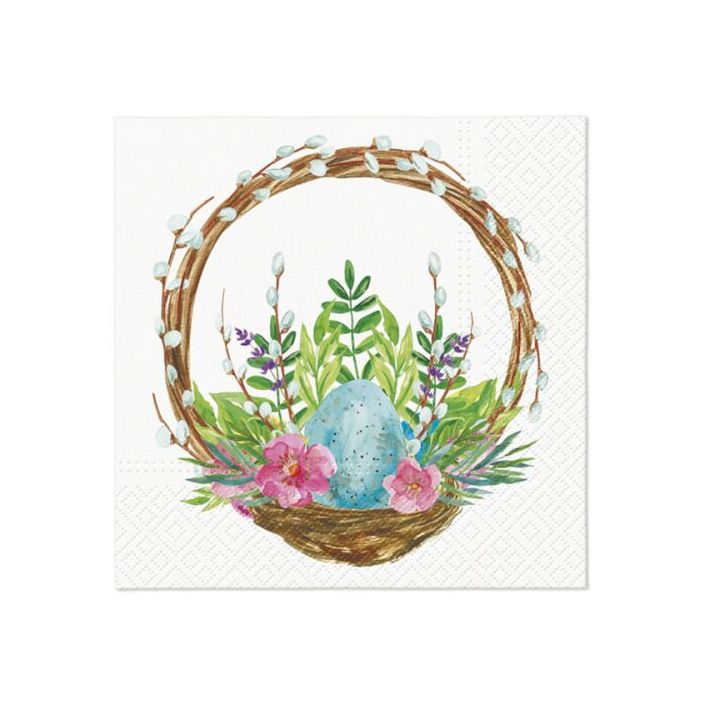Декупажни салфетки - Easter basket catkins  - 1бр. — изображение 1