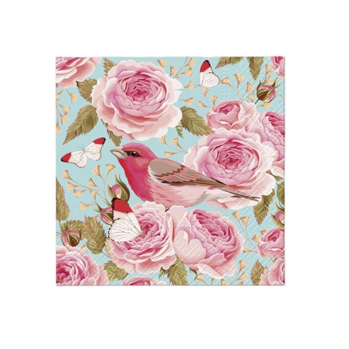 Декупажни салфетки - English Roses Bird  - 1бр. — изображение 1