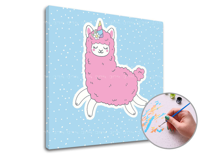 Рисуване по номера PINK LAMA SINGLE CUT – върху рамката