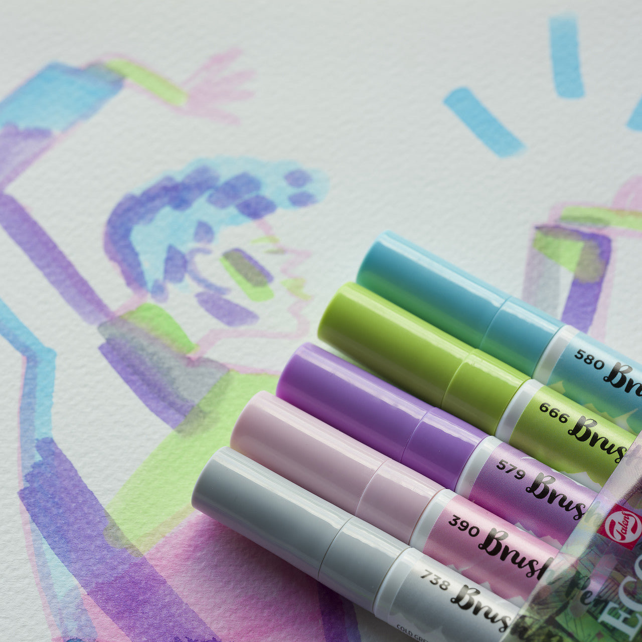 ROYAL TALENS Ecoline комплект акварелни четкови маркери PASTEL - 5 бр.