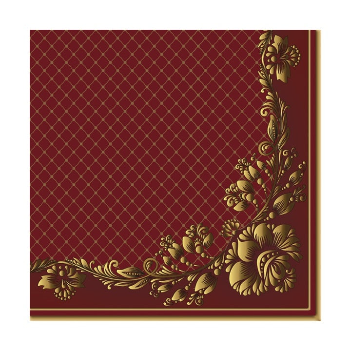 Еко салфетка за декупаж Gold Frame and Net on Crimson - 1 брой — изображение 1