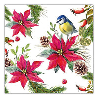 Еко салфетки за декупаж Bird on Poinsettia - 1 брой — изображение 1