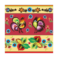 Еко салфетки за декупаж Folklore Roosters Cream & Red - 1 брой — изображение 1