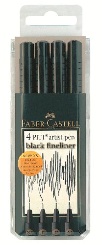 Флумастери Art Pen PITT комплект 4 [XS -S - F - M] черно — изображение 1
