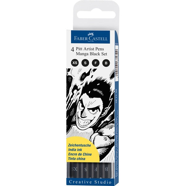 Флумастери Art Pen PITT Manga Black - комплект Etui 4 броя [B-F-S-XS] — изображение 1