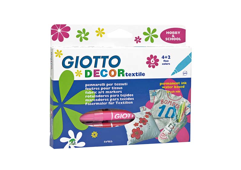 Флумастери за текстил GIOTTO DECOR textile - 6 цвята — изображение 1