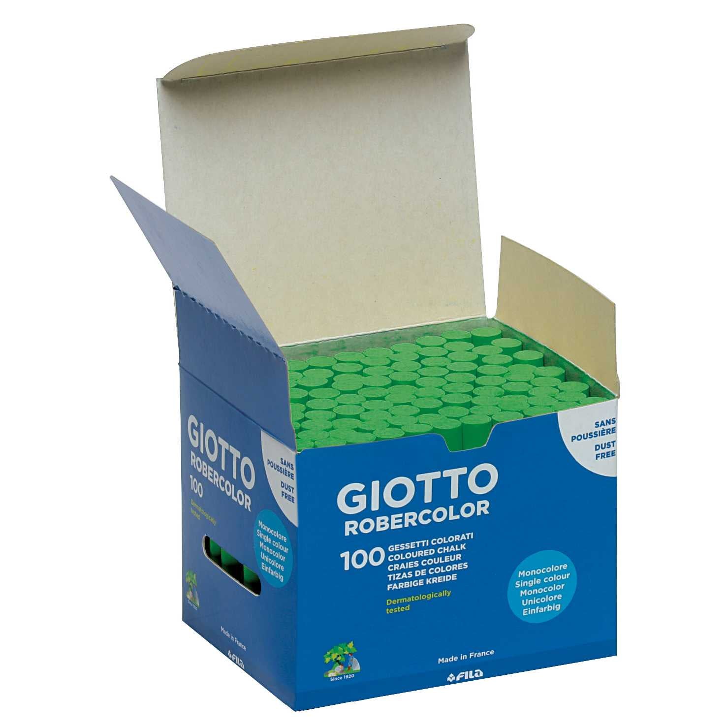 giotto robercolor безпрахови тебешири 100 бр. – зелено
