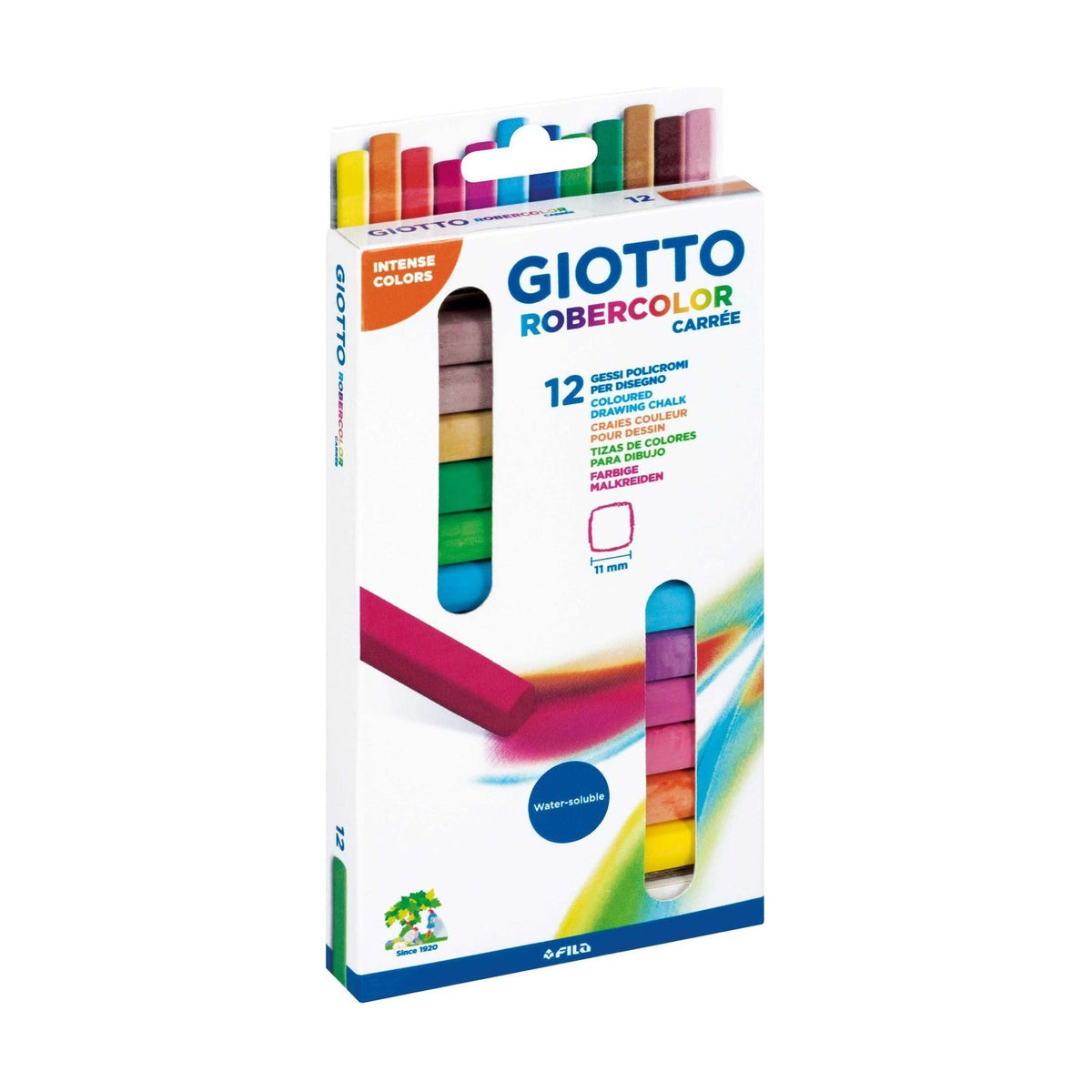 GIOTTO Robercolor Carré цветни квадратни безпрахови тебешири 12 бр.