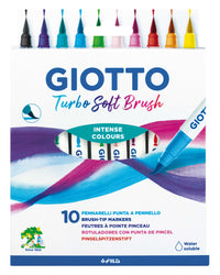 Флумастери с четков връх GIOTTO Turbo Soft Brush - 10 бр.