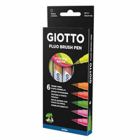 Флумастери с четков връх GIOTTO Turbo Soft Brush Fluo 6 бр.