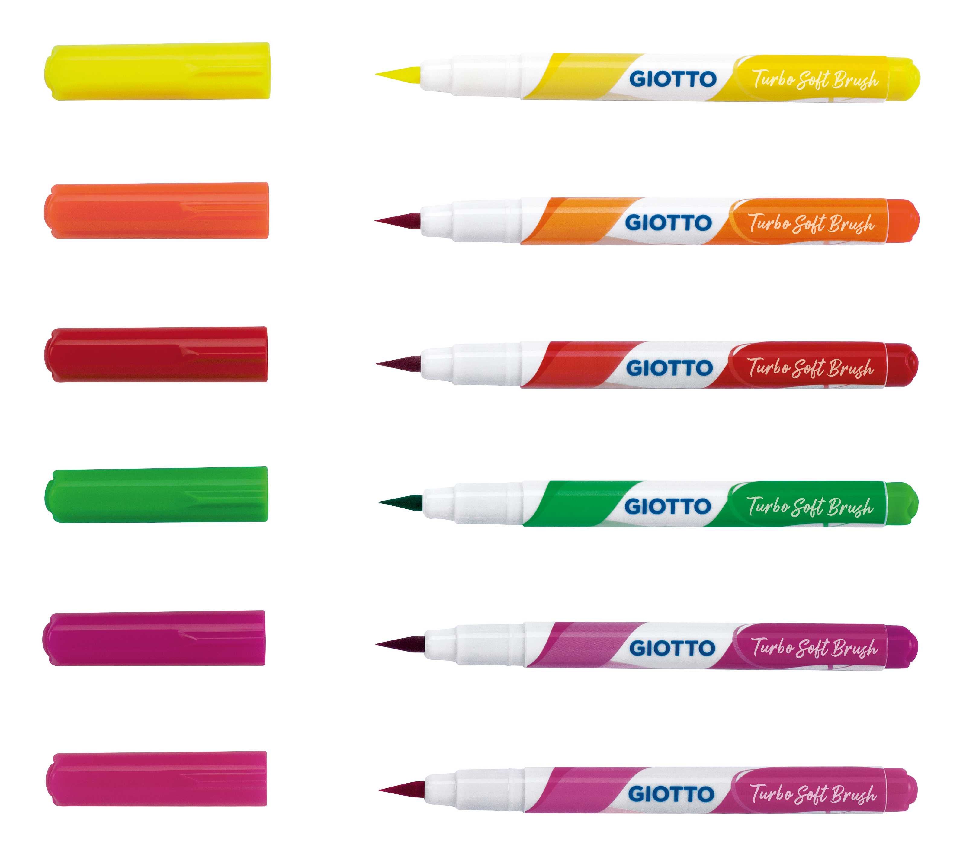 Флумастери с четков връх GIOTTO Turbo Soft Brush Fluo 6 бр.