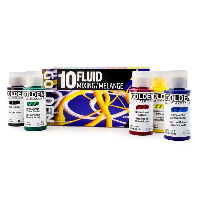 GOLDEN Fluid комплект акрилни бои Mixing 10 × 30 ml