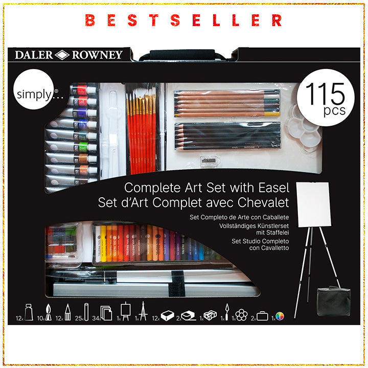 Голям художествен комплект Daler-Rowney със статив - 115 части — изображение 1
