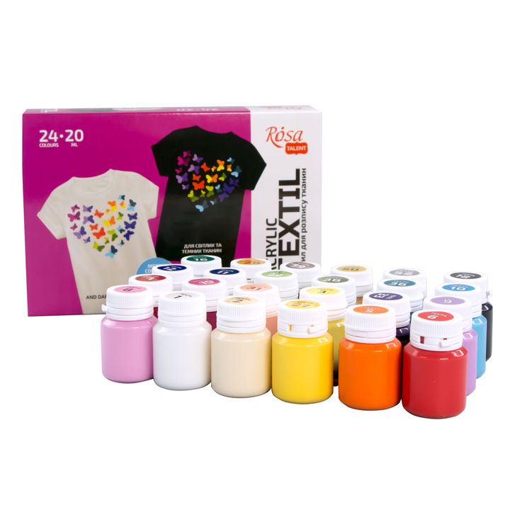 HEART ROSA TALENT Комплект акрилни бои за текстил 24x20 ml — изображение 2