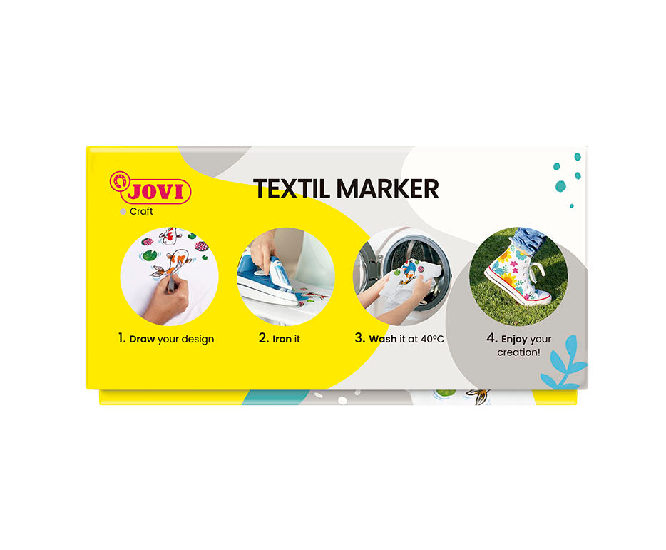 Флумастери за текстил JOVI Jovidecor Textil с връх четка – 48 бр. / 12 цвята