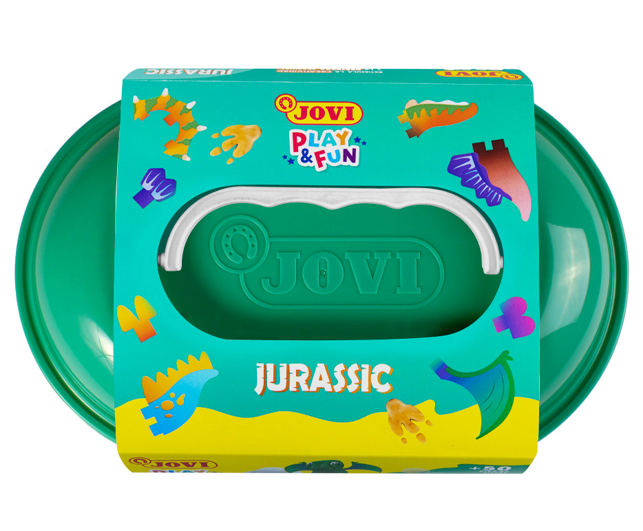 JOVI Play&Fun натурален пластилин в куфарче Jurassic – комплект с аксесоари