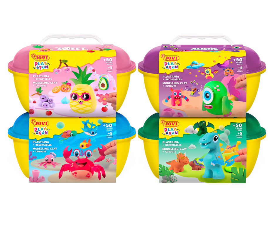 JOVI Play&Fun натурален пластилин в куфарче Jurassic – комплект с аксесоари