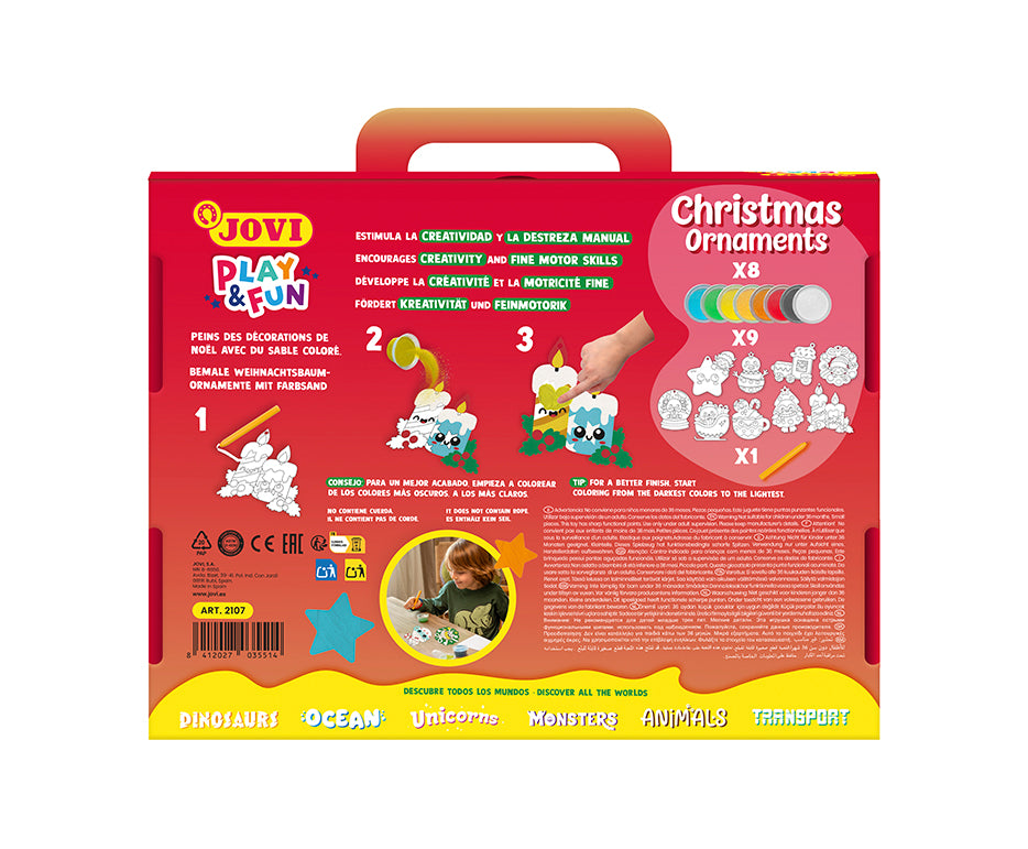 JOVI Play&Fun творчески комплект за рисуване с пясък Christmas Ornaments - 12 бр.