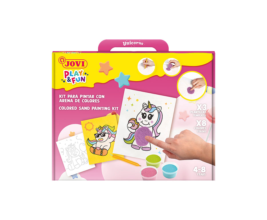 Комплект за рисуване с пясък JOVI Play&Fun Unicorns - 12 части