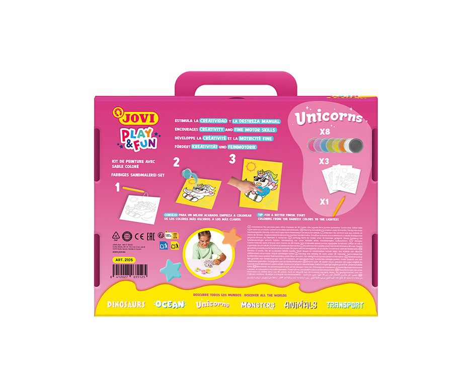 Комплект за рисуване с пясък JOVI Play&Fun Unicorns - 12 части