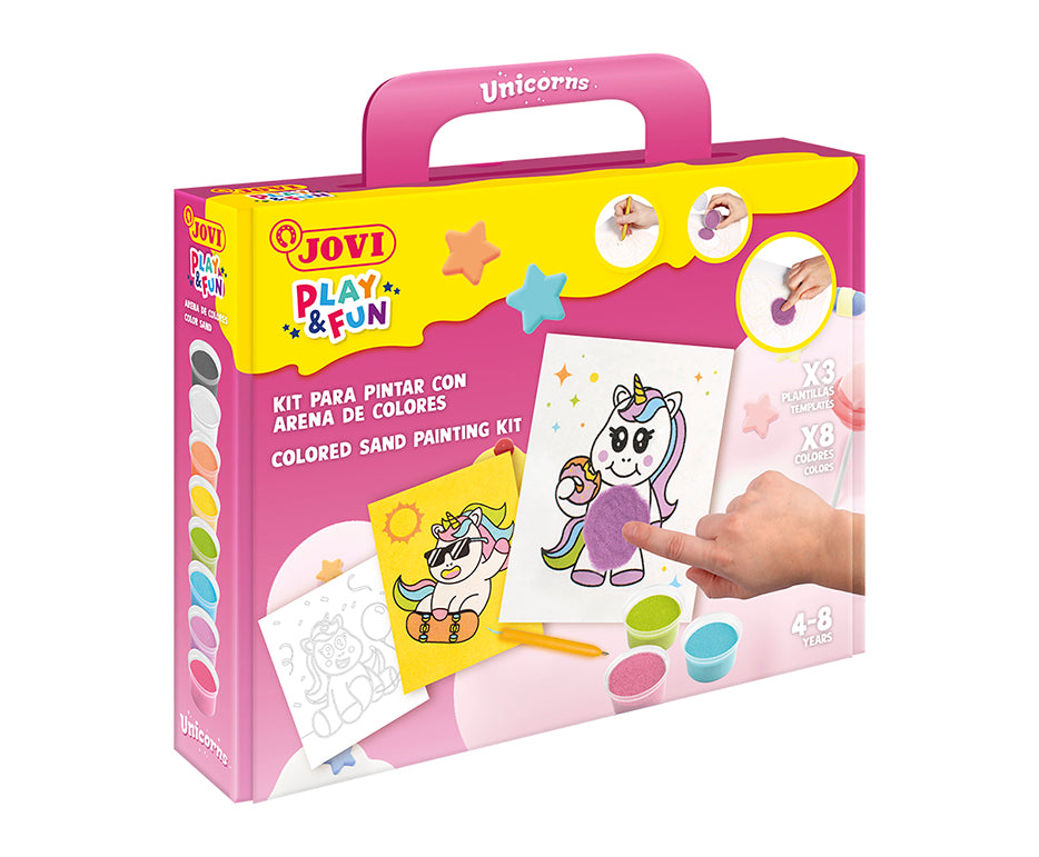 Комплект за рисуване с пясък JOVI Play&Fun Unicorns - 12 части