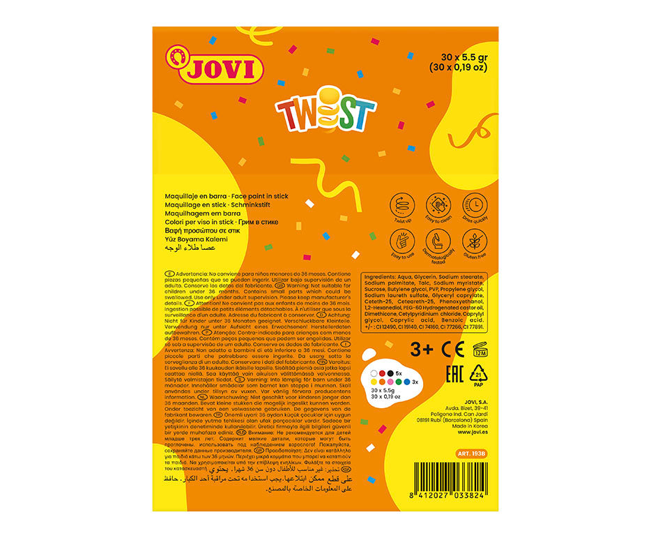JOVI Twist комплект бои за лице под формата на стик дисплей 30 бр.