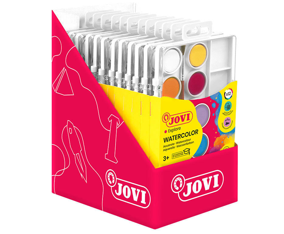 JOVI водни бои ø 22 mm – 12 цвята с четка