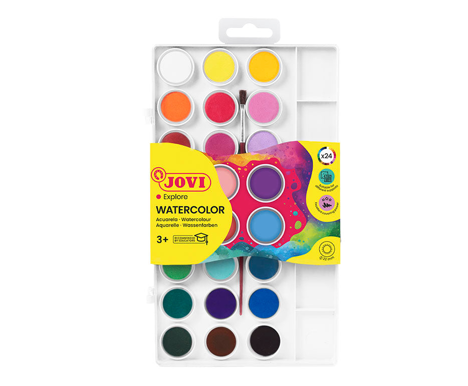 JOVI водни бои 24 цвята с четка (диаметър 22 mm)