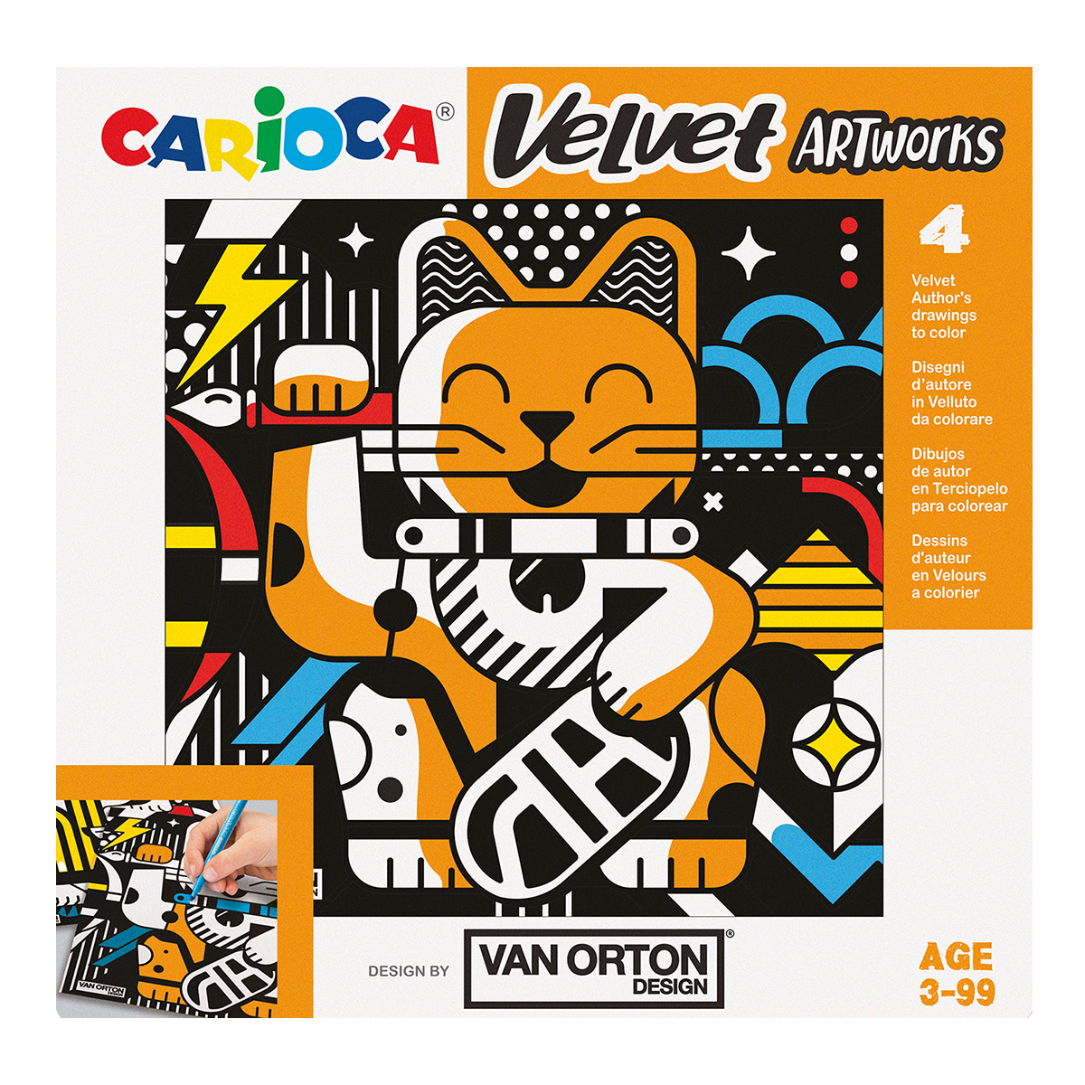Кадифени картинки за оцветяване Carioca 4 бр. – VAN ORTON Art