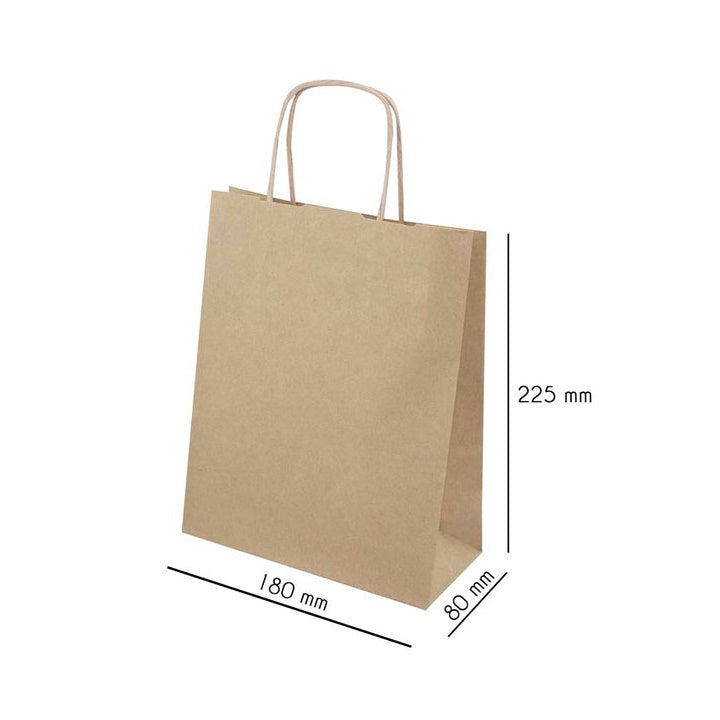 Кафява хартиена торбичка 180x80x225 mm 10 бр. — изображение 2