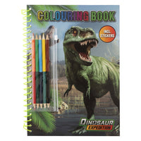 Книга за оцветяване Dino A4 със стикери и моливи — изображение 1