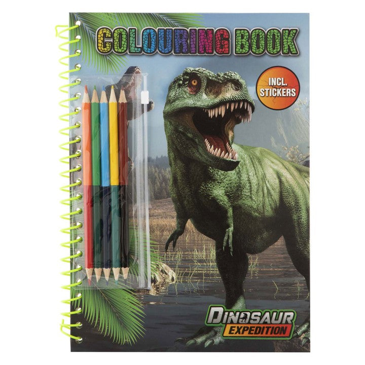 Книга за оцветяване Dino A4 със стикери и моливи — изображение 1